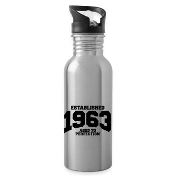 aged to perfection established 1963 (de) - Trinkflasche mit integriertem Trinkhalm - Lightsilver - Rechts