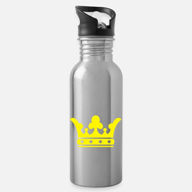 Goldkrone - Trinkflasche mit integriertem Trinkhalm - Lightsilver
