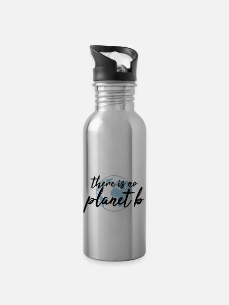 There is no planet B - Trinkflasche mit integriertem Trinkhalm - Lightsilver