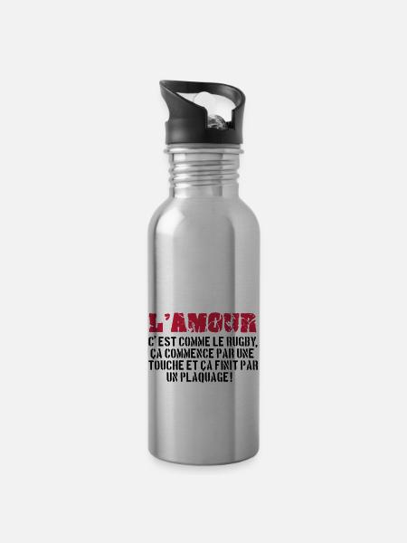 rugby - Water bottle with straw - silver