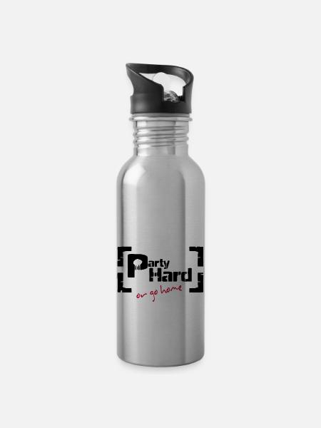 party hard - Water bottle with straw - silver