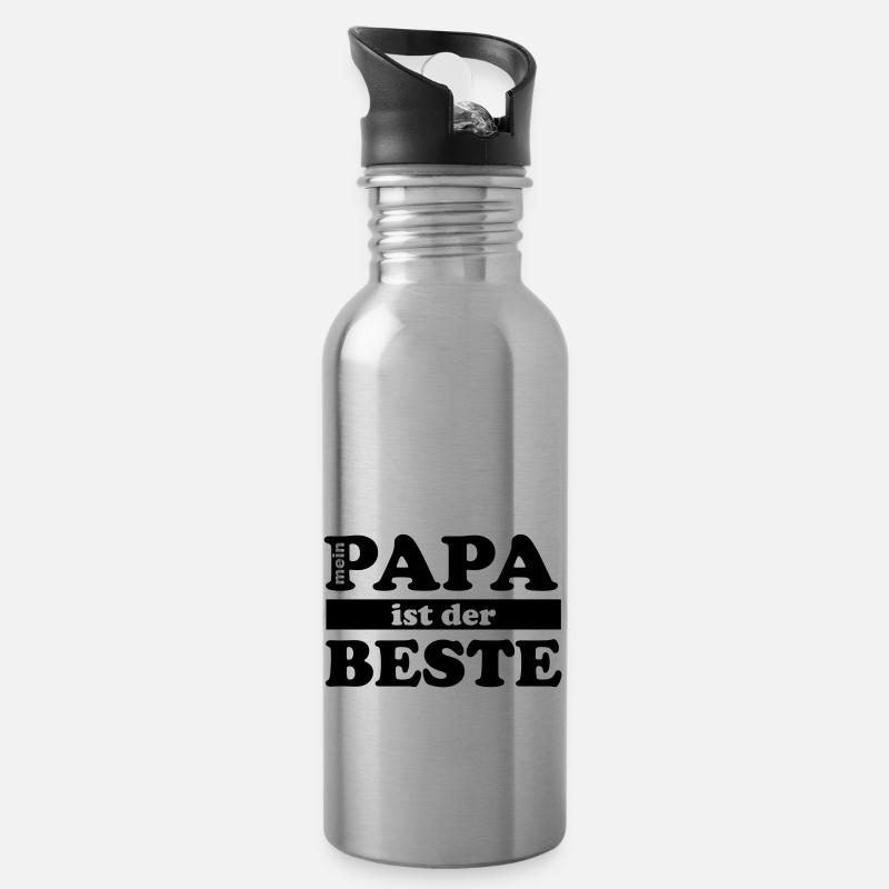 mein_papa_ist_der_beste - Trinkflasche mit integriertem Trinkhalm - Lightsilver