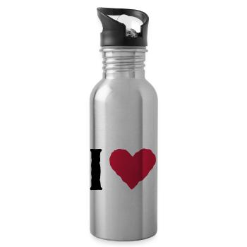 I love ... - Water bottle with straw - silver - Right