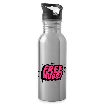 free_hugs__f2 - Trinkflasche mit integriertem Trinkhalm - Lightsilver - Rechts