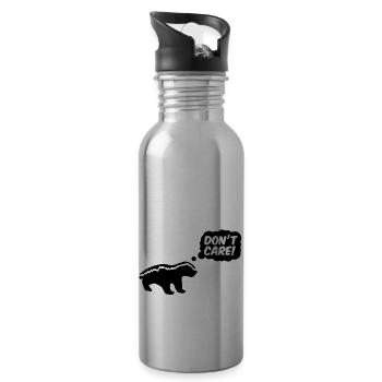 honey_badger_dont_care_2 - Water bottle with straw - silver - Right