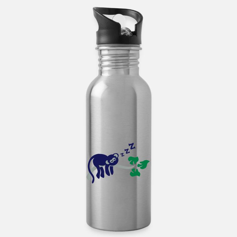 sleeping_monkey - Water bottle with straw - silver