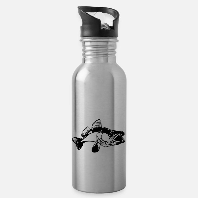 Zander mouth - Water bottle with straw - silver