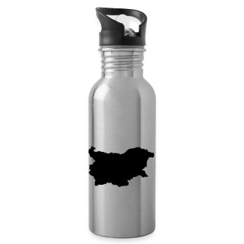 Bulgaria map - Water bottle with straw - silver - Right