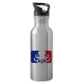 sport logo oktopus krake kopffuesser kalmar tentak - Trinkflasche mit integriertem Trinkhalm - Lightsilver - Rechts