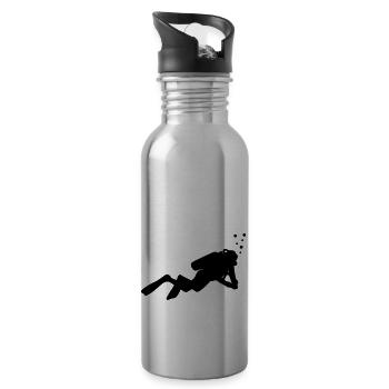 Taucher Diver Tauchen Sport Wasser Hobby - Trinkflasche mit integriertem Trinkhalm - Lightsilver - Rechts