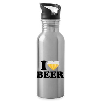 I love Beer - Trinkflasche mit integriertem Trinkhalm - Lightsilver - Rechts