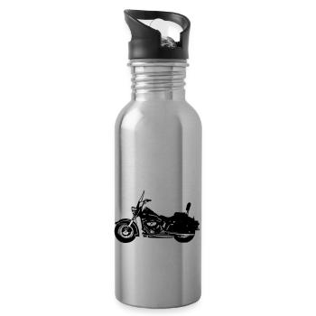 motorrad chopper - Trinkflasche mit integriertem Trinkhalm - Lightsilver - Rechts