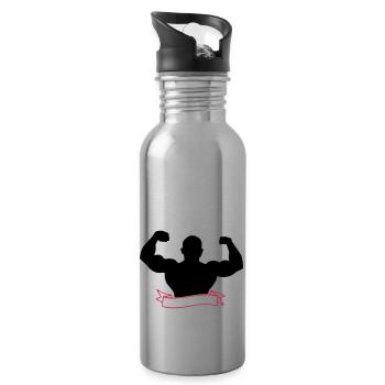 Bodybuilder - Trinkflasche mit integriertem Trinkhalm - Lightsilver - Rechts