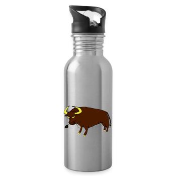 Taureau Basque - Gourde avec paille intégrée - argent clair - Droite
