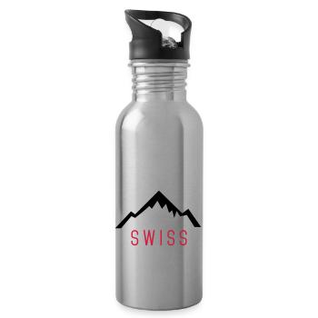 Swiss Alps - Water bottle with straw - silver - Right