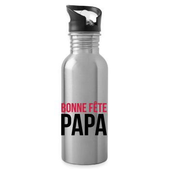Bonne Fête Papa / Fête des Pères / Drôle / Humour - Gourde avec paille intégrée - argent clair - Droite
