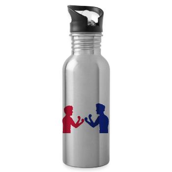 rot blau 2 feinde freunde team paar duell boxen ka - Trinkflasche mit integriertem Trinkhalm - Lightsilver - Rechts