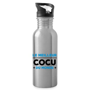 Cocu / Cocue / Adultère / Fidèle / Mariage / Sexe - Gourde avec paille intégrée - argent clair - Droite