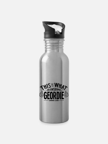 awesome geordie looks like pro design - Water bottle with straw - silver
