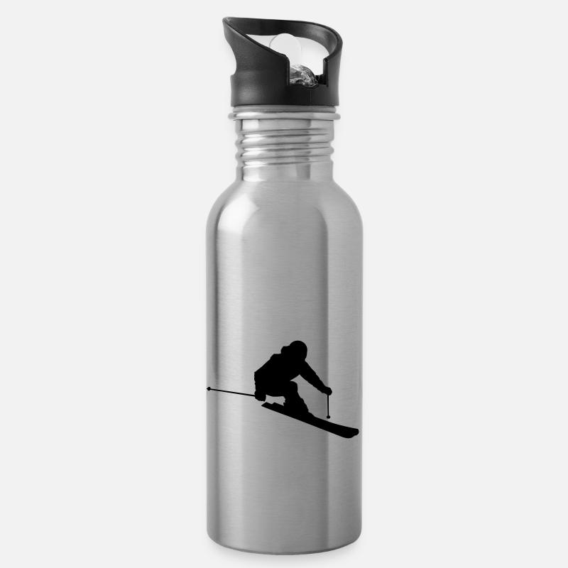 Skier 2 (Vector) - Trinkflasche mit integriertem Trinkhalm - Lightsilver