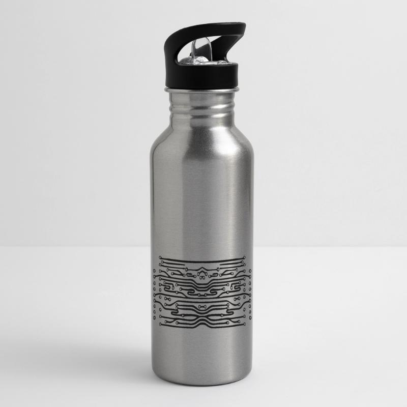 design lines microchip disk pattern cool lines Water bottle with straw