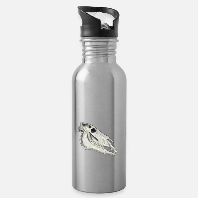 Pferdezähne - Trinkflasche mit integriertem Trinkhalm - Lightsilver