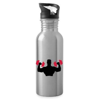 Muscle Man Training - Gourde avec paille intégrée - argent clair - Droite