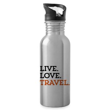 LIVE. LOVE. TRAVEL. - Gourde avec paille intégrée - argent clair - Droite