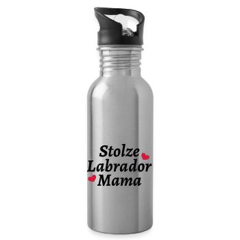 Stolze Labrador Mama - Trinkflasche mit integriertem Trinkhalm - Lightsilver - Rechts