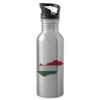 Hungary Flag Hungarian Flag Balaton Hungary - Water bottle with straw - silver - Right