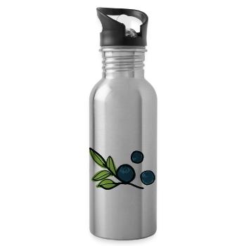Fruits de myrtille - Gourde avec paille intégrée - argent clair - Droite