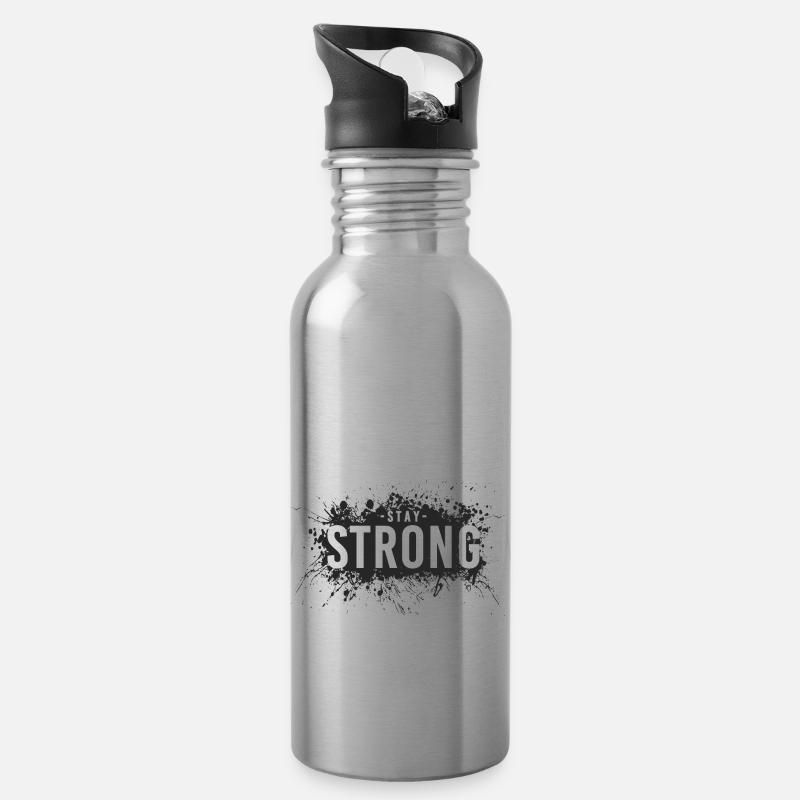 Stay strong - Gourde avec paille intégrée - argent clair