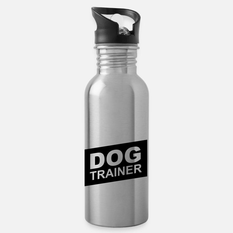 dog trainer black up - Trinkflasche mit integriertem Trinkhalm - Lightsilver
