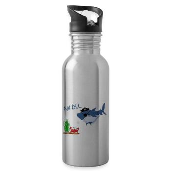 Nadu Weißer Hai trifft auf Krabbe - Trinkflasche mit integriertem Trinkhalm - Lightsilver - Rechts
