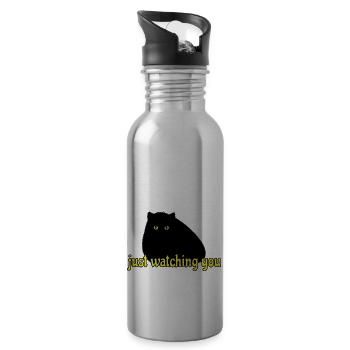 black cat is watching you - Trinkflasche mit integriertem Trinkhalm - Lightsilver - Rechts