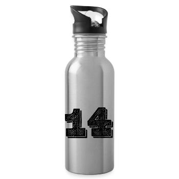 Ausgabe 14 - 14-jähriges Jubiläum - Trinkflasche mit integriertem Trinkhalm - Lightsilver - Rechts