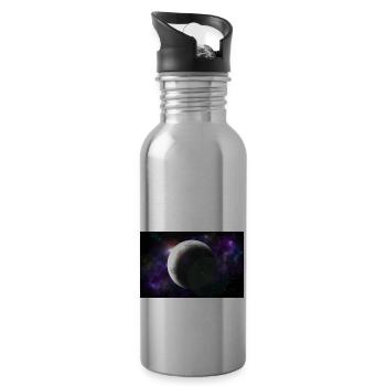 Moon and space - Water bottle with straw - silver - Right