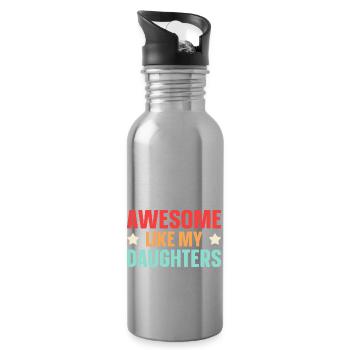 Großartig wie meine Töchter - Trinkflasche mit integriertem Trinkhalm - Lightsilver - Rechts