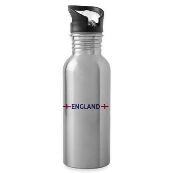 England Football Fan Shirt English Flag Soccer - Water bottle with straw - silver - Right