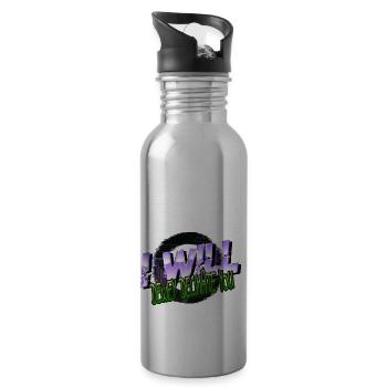 inspirational cat happy quotes birthday present - Trinkflasche mit integriertem Trinkhalm - Lightsilver - Rechts