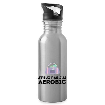 j'peux pas j'ai aerobic tshirt pull humour - Gourde avec paille intégrée - argent clair - Droite