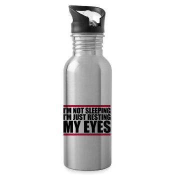 im not sleeping quote - Water bottle with straw - silver - Right