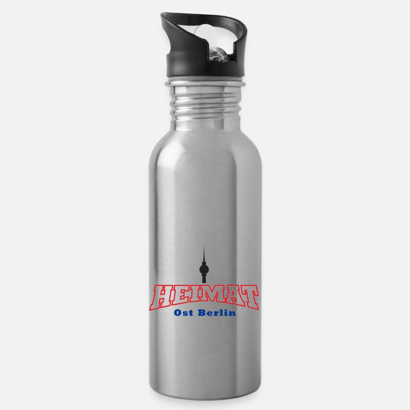 Heimat Ost Berlin DDR - Trinkflasche mit integriertem Trinkhalm - Lightsilver