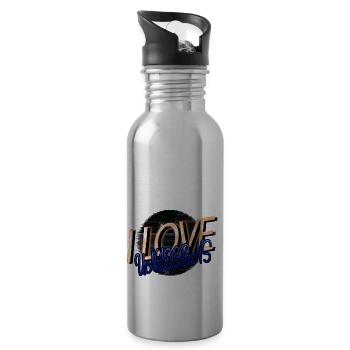 amour humour geek dabbing licorne idées cadeaux heureux - Gourde avec paille intégrée - argent clair - Droite