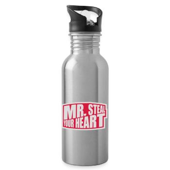 mr steal your heart - Water bottle with straw - silver - Right