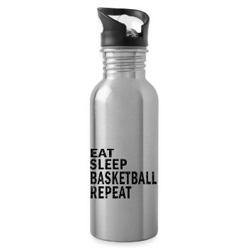 Manger dormir Répétition de basket-ball pour les amateurs de basket-ball - Gourde avec paille intégrée - argent clair - Droite
