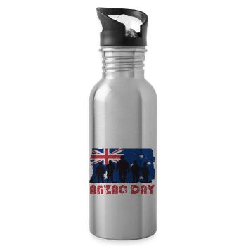 ANZAC DAY - Water bottle with straw - silver - Right