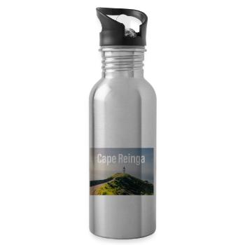Neuseeland - Trinkflasche mit integriertem Trinkhalm - Lightsilver - Rechts