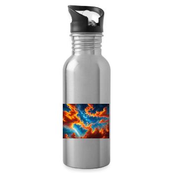 Blauer roter Himmel mit einer kreaturgenerierten KI - Trinkflasche mit integriertem Trinkhalm - Lightsilver - Rechts