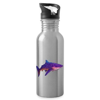 Un géant parmi les poissons : le requin-baleine - Gourde avec paille intégrée - argent clair - Droite